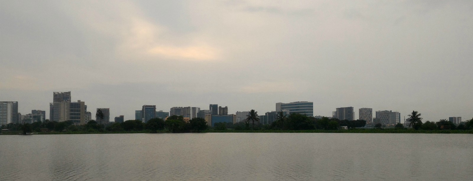 Downtown Salt Lake skyline viewed across the lakes surrounding Bidhannagar